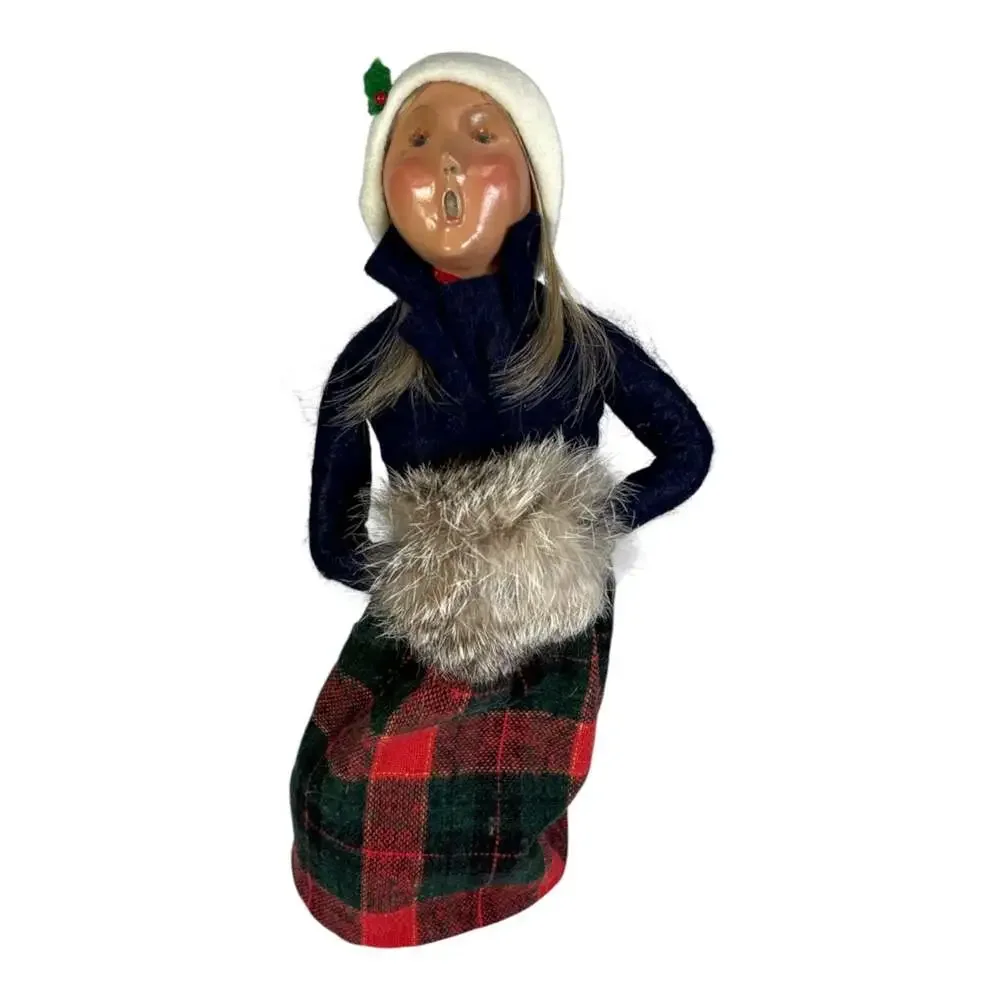 Byers' Choice Carolers Lady Plaid Fur Muff Limited Edition 89/100 1996 Christmas